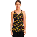 Yellow Tulip Flower Pattern Print Women's Racerback Tank Top