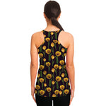 Yellow Tulip Flower Pattern Print Women's Racerback Tank Top