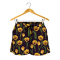 Yellow Tulip Flower Pattern Print Women's Shorts