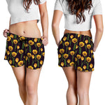 Yellow Tulip Flower Pattern Print Women's Shorts