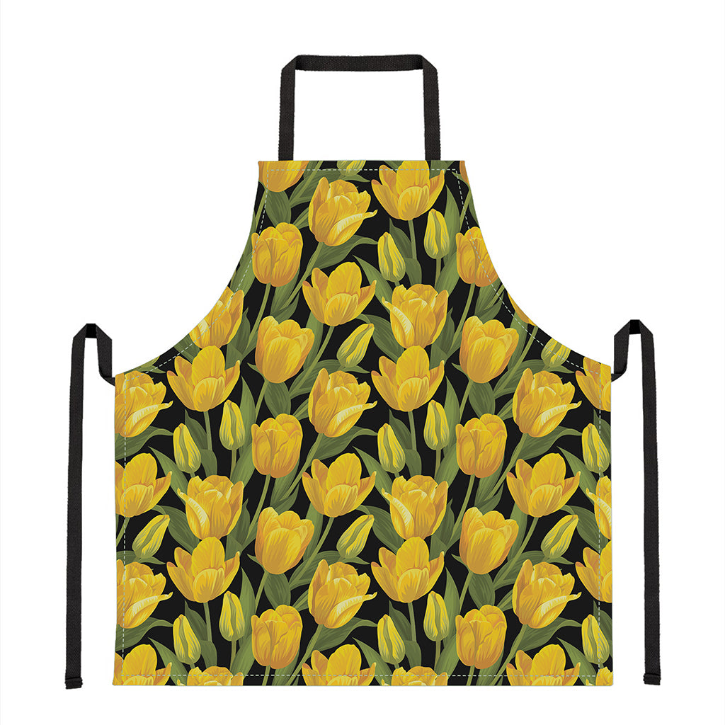 Yellow Tulip Pattern Print Apron