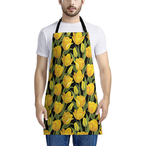 Yellow Tulip Pattern Print Apron