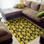 Yellow Tulip Pattern Print Area Rug