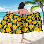 Yellow Tulip Pattern Print Beach Sarong Wrap