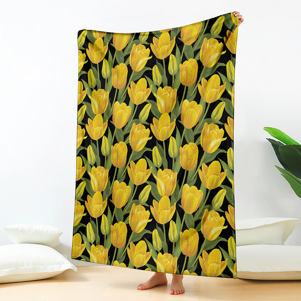 Yellow Tulip Pattern Print Blanket
