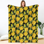 Yellow Tulip Pattern Print Blanket