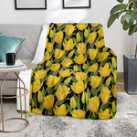 Yellow Tulip Pattern Print Blanket