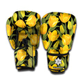 Yellow Tulip Pattern Print Boxing Gloves