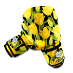 Yellow Tulip Pattern Print Boxing Gloves