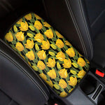 Yellow Tulip Pattern Print Car Center Console Cover
