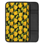 Yellow Tulip Pattern Print Car Center Console Cover