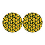 Yellow Tulip Pattern Print Car Coasters
