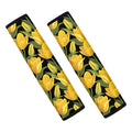 Yellow Tulip Pattern Print Car Seat Belt Covers