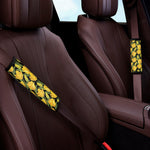 Yellow Tulip Pattern Print Car Seat Belt Covers