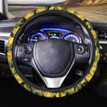 Yellow Tulip Pattern Print Car Steering Wheel Cover