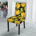 Yellow Tulip Pattern Print Dining Chair Slipcover