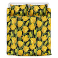Yellow Tulip Pattern Print Duvet Cover Bedding Set
