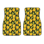 Yellow Tulip Pattern Print Front Car Floor Mats