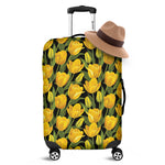 Yellow Tulip Pattern Print Luggage Cover