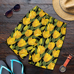 Yellow Tulip Pattern Print Men's Shorts