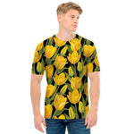 Yellow Tulip Pattern Print Men's T-Shirt
