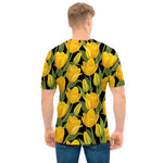 Yellow Tulip Pattern Print Men's T-Shirt