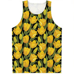 Yellow Tulip Pattern Print Men's Tank Top