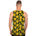 Yellow Tulip Pattern Print Men's Tank Top