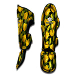 Yellow Tulip Pattern Print Muay Thai Shin Guard