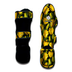 Yellow Tulip Pattern Print Muay Thai Shin Guard