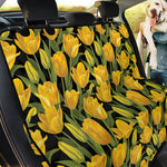 Yellow Tulip Pattern Print Pet Car Back Seat Cover