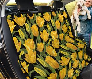 Yellow Tulip Pattern Print Pet Car Back Seat Cover