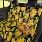 Yellow Tulip Pattern Print Pet Car Back Seat Cover