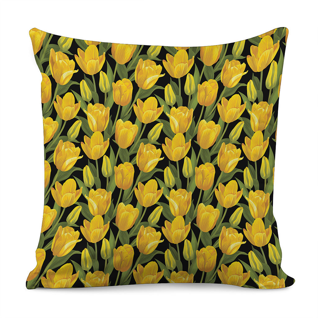 Yellow Tulip Pattern Print Pillow Cover