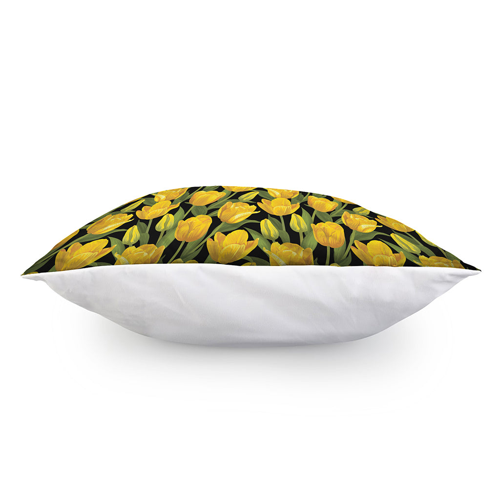 Yellow Tulip Pattern Print Pillow Cover