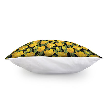 Yellow Tulip Pattern Print Pillow Cover