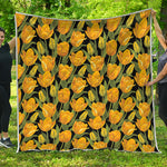 Yellow Tulip Pattern Print Quilt