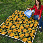 Yellow Tulip Pattern Print Quilt
