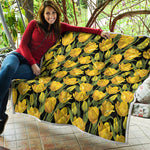Yellow Tulip Pattern Print Quilt