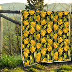 Yellow Tulip Pattern Print Quilt