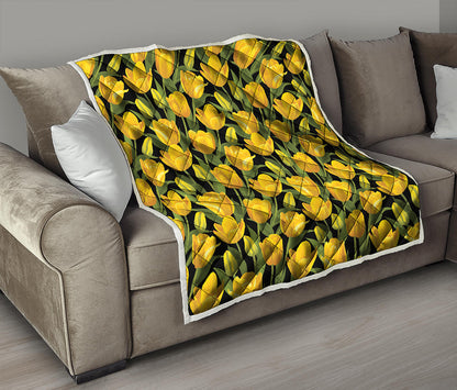 Yellow Tulip Pattern Print Quilt