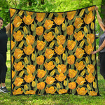 Yellow Tulip Pattern Print Quilt
