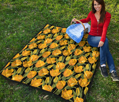 Yellow Tulip Pattern Print Quilt