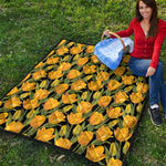 Yellow Tulip Pattern Print Quilt