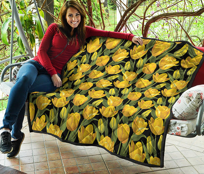 Yellow Tulip Pattern Print Quilt