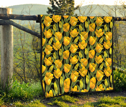 Yellow Tulip Pattern Print Quilt