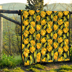 Yellow Tulip Pattern Print Quilt