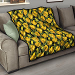 Yellow Tulip Pattern Print Quilt