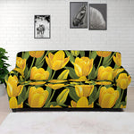Yellow Tulip Pattern Print Sofa Cover