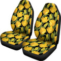 Yellow Tulip Pattern Print Universal Fit Car Seat Covers